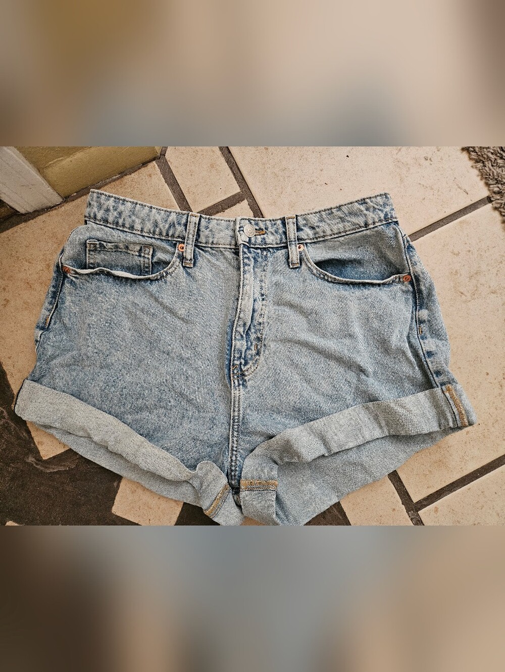 Wild Fable Light Blue Denim High Waist Rolled Hem Women's Shorts